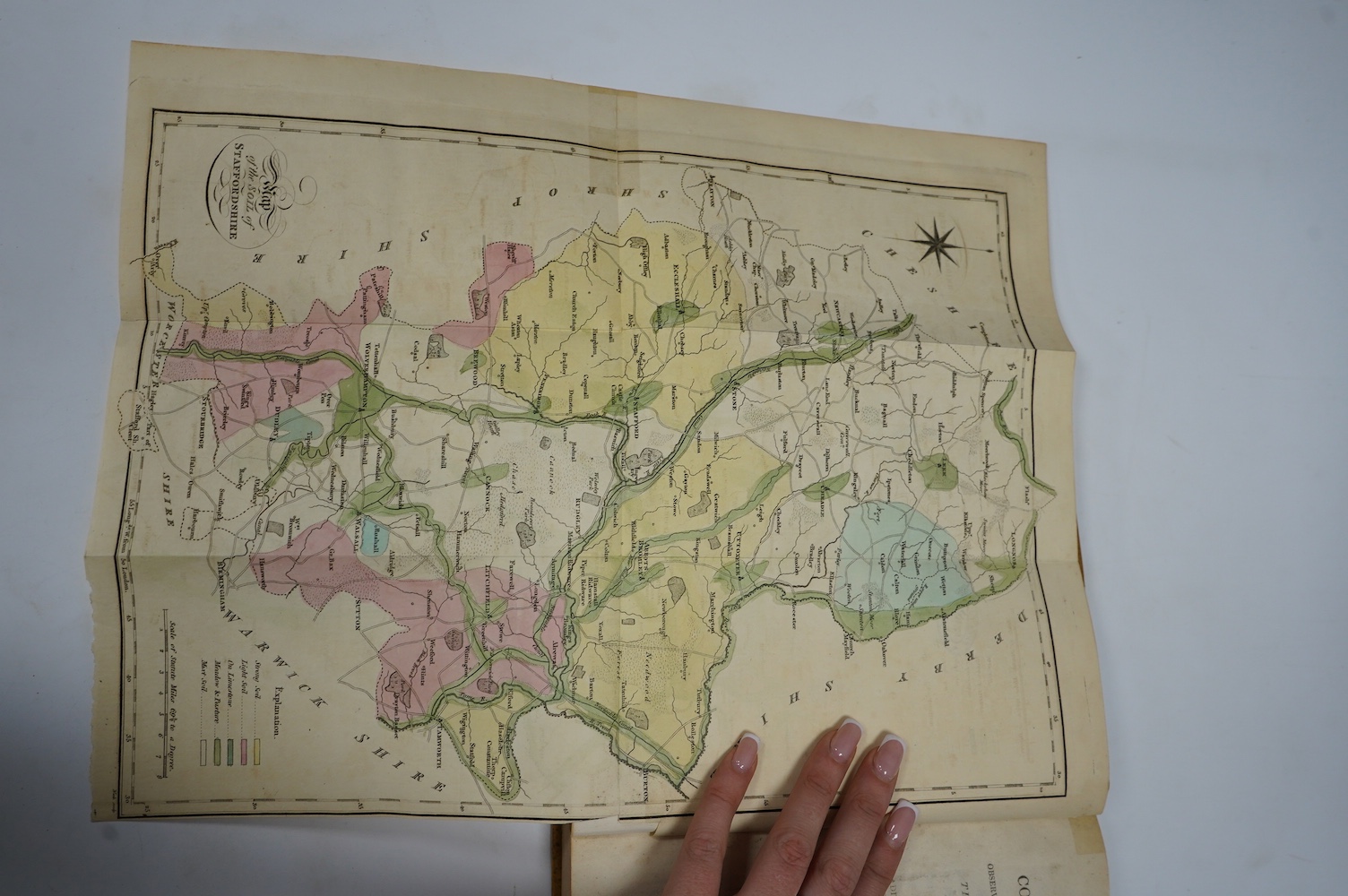 Pitt, William - General View of Agriculture of the County of Stafford ... 2nd edition. coloured and folded map, 6 plans (3 folded) and 9 plates; later 19th century half calf and marbled boards, gilt decorated panelled sp